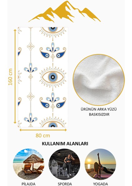Dijital Baskı Plaj Deniz Havlusu Nazar Boncuğu Desenli Peştamal HVL0192 fırsatları