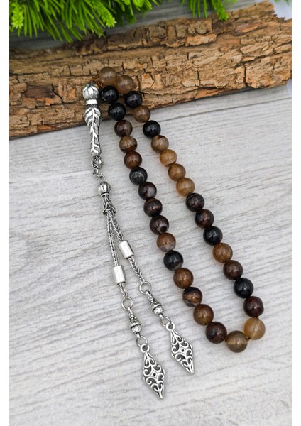 Erkek Doğal Taş Tesbih ve Bileklik Set Kahverengi Akik 8 mm BT055 fiyatları