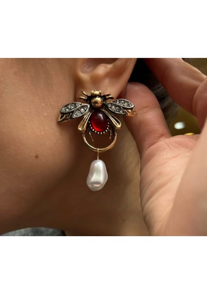 Vip Tasarım Inci Sallantılı Kırmızı Marka Model Arı Küpe fiyatları