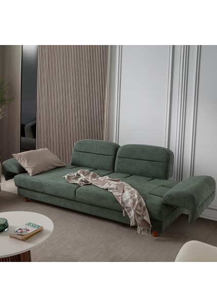 Lizbon Yataklı Sandıklı Koltuk Takımı 3+3+1+1 Yeşil