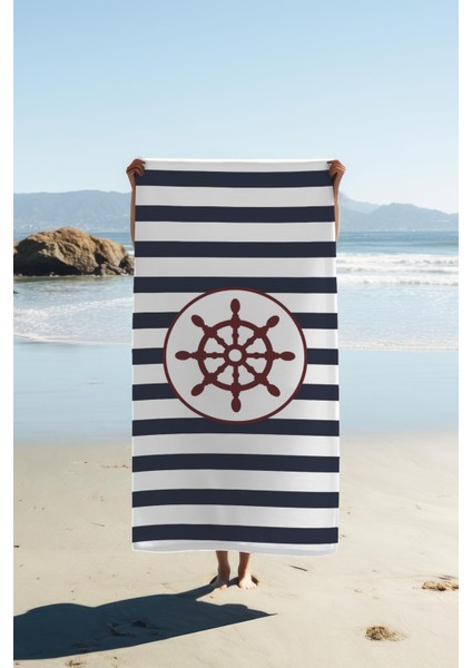 Dijital Baskı Plaj Deniz Havlusu Dümen Desenli Peştamal HVL0007