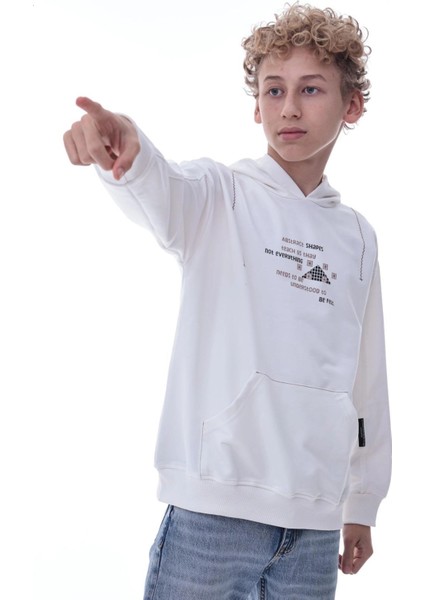 Baskılı Kapşonlu Erkek Çocuk Sweat 2015