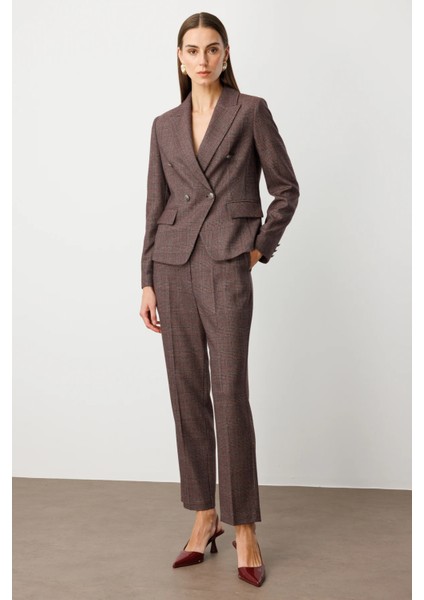 Ekoseli Boru Paça Pantolon