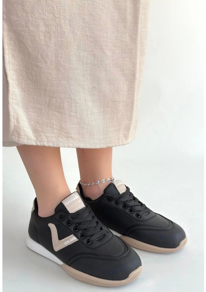 Jowen Siyah Cilt Bej Detaylı Bağcıklı Spor Ayakkabı fiyatları