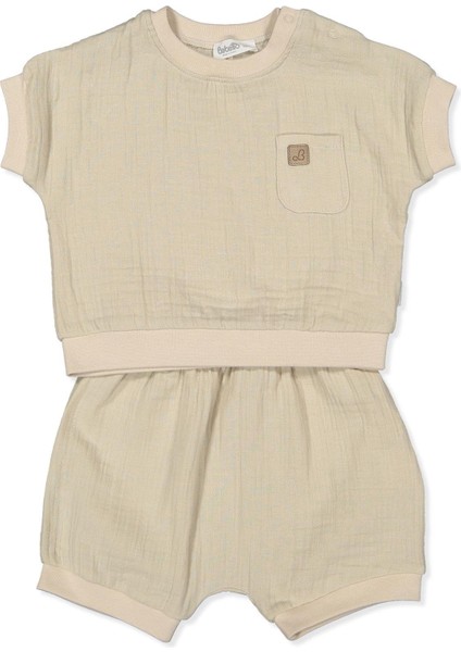 Müslin Şort 2li Takım (Hello) Bej
