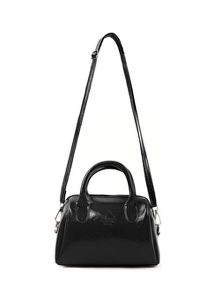 Kırışık Dokulu Siyah SHK184 Suni Deri ,fermuarlı Tek Bölmeli ,askılı El, Kol ve Omuz Çantası