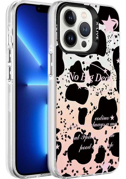 Apple iPhone 13 Pro Max Kılıf Mermer Desenli Mrsa Marbello Kapak-Siyah-Beyaz