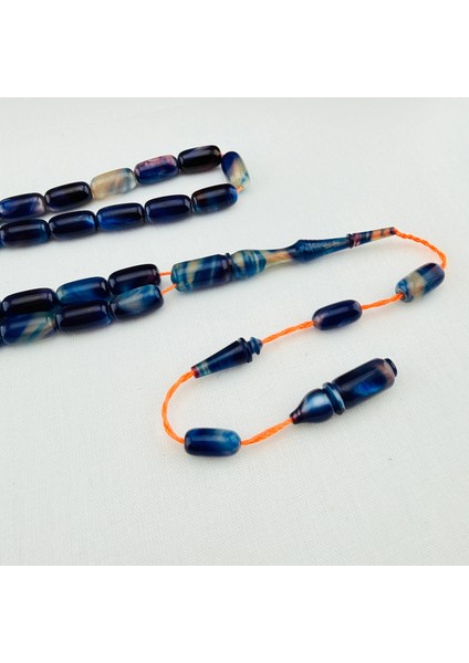 Mavi Gri Hareli Multicolor Sıkma Kehribar | Ustanın Tavsiyesi Özel El Işçiliği Tespih