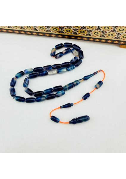 Mavi Gri Hareli Multicolor Sıkma Kehribar | Ustanın Tavsiyesi Özel El Işçiliği Tespih modelleri