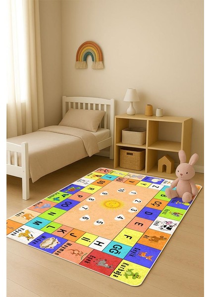 Parlak Kadife Kumaş Dijital Baskı Dot Kaymaz Tabanlı Çocuk ve Genç Odası Halısı H0841