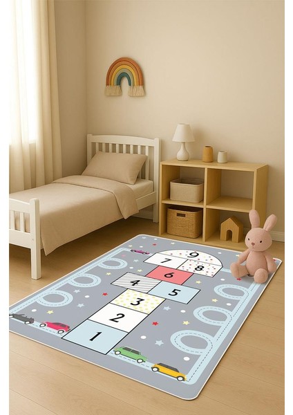 Parlak Kadife Kumaş Dijital Baskı Dot Kaymaz Tabanlı Çocuk ve Genç Odası Halısı H0751