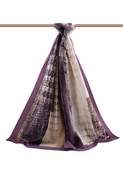 Lüks Medine Ipeği Kazayağı Desenli Lila Renkli 75X195 Kırışmaz Şal Moss Krep Dikiş Tipi Italyan Dikişli fiyatları