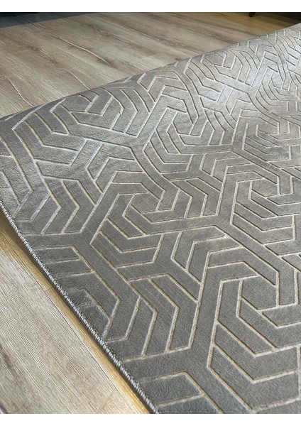 Rölyef Halı Yolluk Gri | Kaymaz Taban | Makinada Yıkanabilir | Salon, Mutfak & Koridor