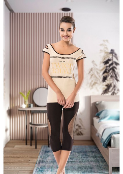 Geniş Yaka Kadın Kapri Takım 1502 modelleri