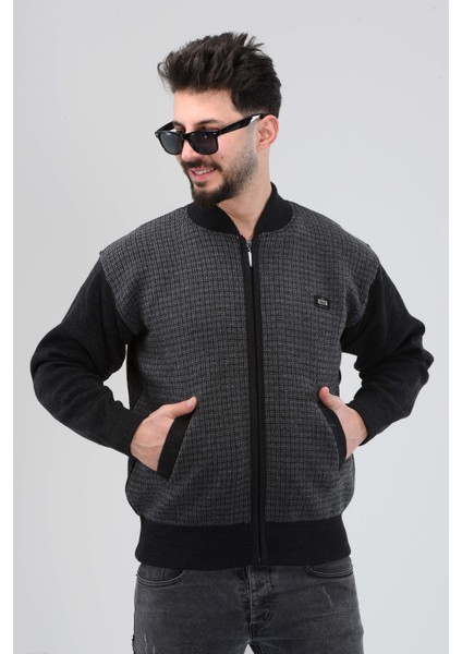 Erkek Baba ve Orta Yaş Triko Örgü Içi Astarlı Akrilik Fermuarlı Kışlık Baba Hırka