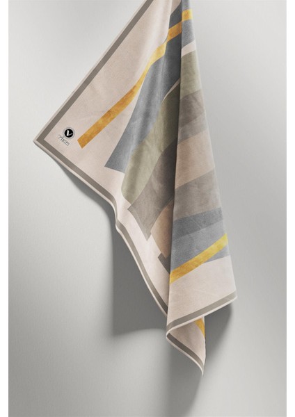 Twill Geometrik Desenli Gri - Bej Renkli 90X90 Eşarp (Ipek Içermez) Kenar Dikiş Şekli El Dikişli fırsatları