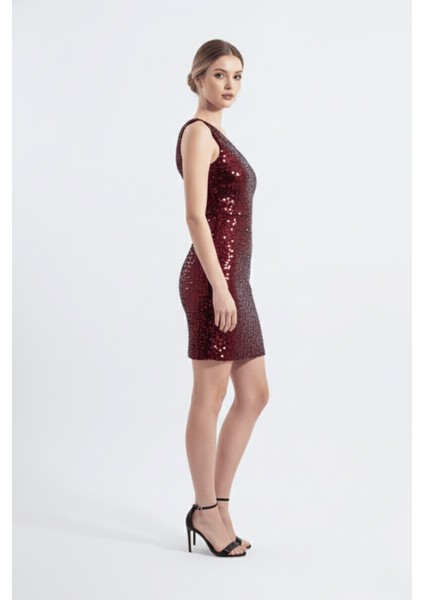 Nicole | Pul Payetli Kadife Tek Omuz Mini Slim Abiye Elbise fırsatları