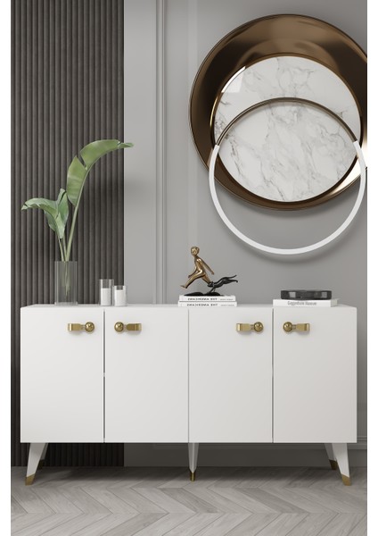 8222-64DD KB150 Konsol,tv Ünitesi Beyaz-Altın