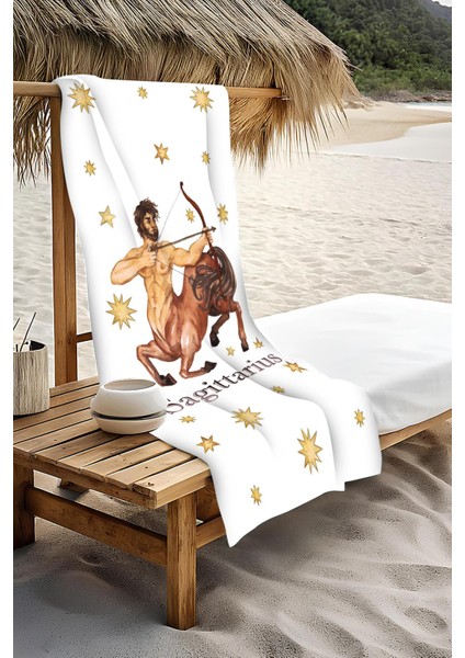 Dijital Baskı Plaj Deniz Havlusu Yay Burcu Desenli Peştamal HVL0039 modelleri