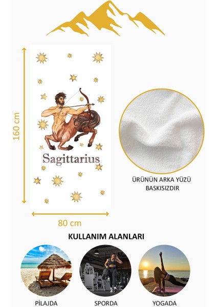 Dijital Baskı Plaj Deniz Havlusu Yay Burcu Desenli Peştamal HVL0039 fırsatları