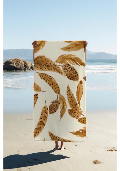 Dijital Baskı Plaj Deniz Havlusu Tüy Desenli Peştamal HVL0180