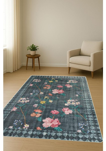 Parlak Kadife Kumaş Dijital Baskı Vintage Desenli Dot Kaymaz Tabanlı Halı H0019 fiyatları