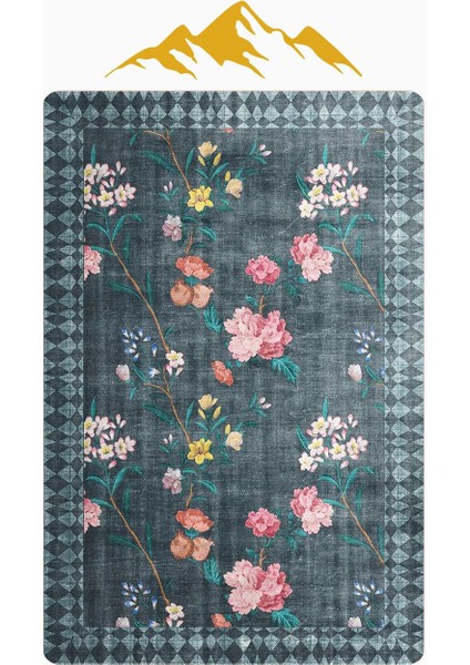 Parlak Kadife Kumaş Dijital Baskı Vintage Desenli Dot Kaymaz Tabanlı Halı H0019 modelleri