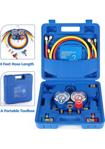 Klima Basınç Göstergesi Manifold Seti Saatli