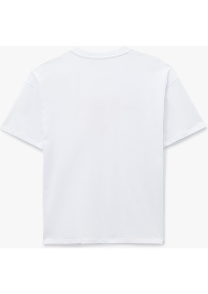 Pamuklu Kısa Kollu Bisiklet Yaka Baskılı Oversize Tişört fiyatları