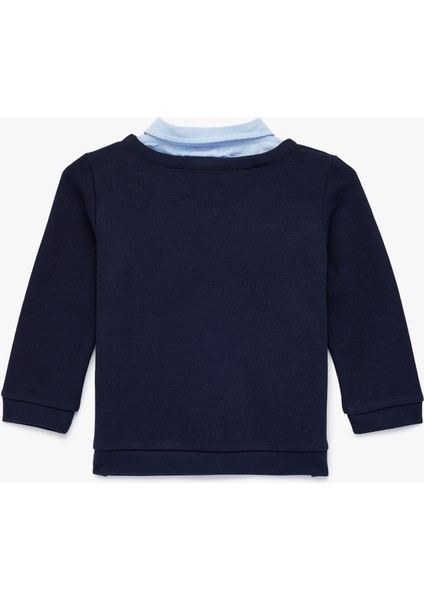 Pamuklu Nakışlı Uzun Kollu Gömlek Yaka Detaylı Yılbaşı Temalı Sweatshirt fiyatları