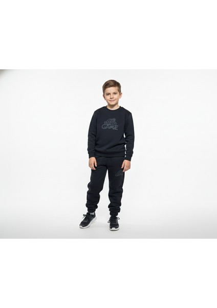 3 Iplik Çocuk Şardonlu Kabartmalı Baskı Siyah Kombin 2 fırsatları