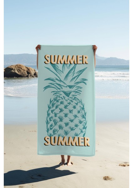 Dijital Baskı Plaj Deniz Havlusu Ananas Desenli Peştamal HVL0093