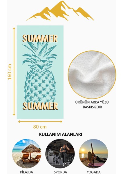 Dijital Baskı Plaj Deniz Havlusu Ananas Desenli Peştamal HVL0093 fırsatları