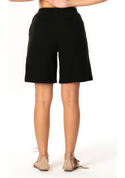 Inci Bağlamalı Uzun Yazlık Müslin Şort Siyah Syh fiyatları