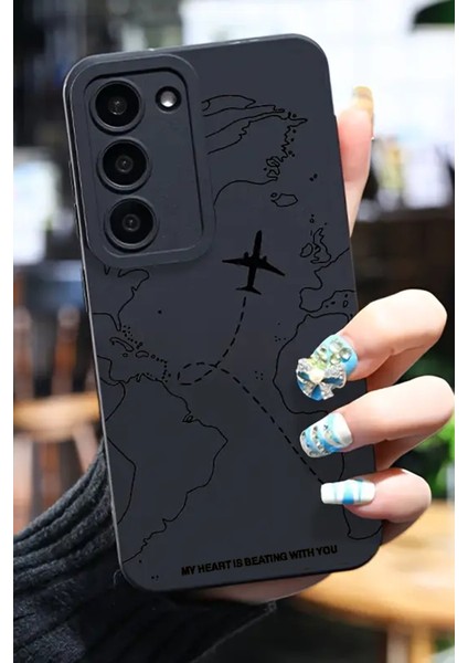 Samsung S21 Fe Uyumlu – Siyah Harita Desenli Yumuşak Silikon Kılıf fiyatları