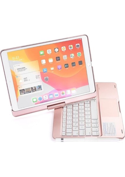Ipad 8. ve 9. Nesil 2020/2021 ile Uyumlu 10.2 Klavyeli Kılıf 360 Dönebilen Rgb Tuşlu Touchpad, Pembe fiyatları