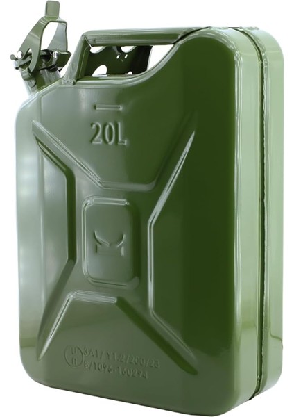 Metal Benzin Bidonu 20 Litre Akaryakıt Mazot Taşıma Doldurma Depolama Bidonu + Aktarma Borusu