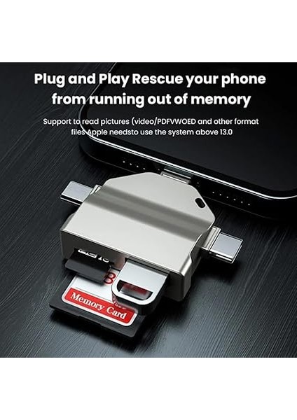 USB Otg Kart Okuyucu Micro USB Type-C ve Lightning Uçlu Telefon Pc Bilgisayar ve Notebook Uyumlu Mikro Sd Kart Okuyucu ZR591 fiyatları