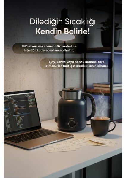 Elektrikli Su Isıtıcı Kettle 1.5 L Çelik Hazne Kt-01 Urban