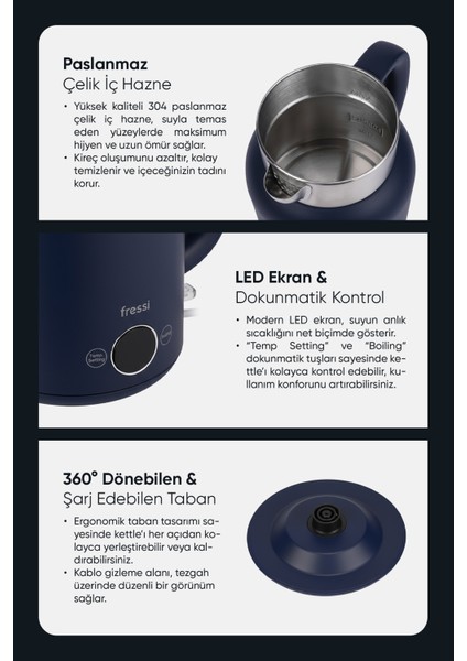 Elektrikli Su Isıtıcı Kettle 1.5 L Çelik Hazne Kt-01 Urban