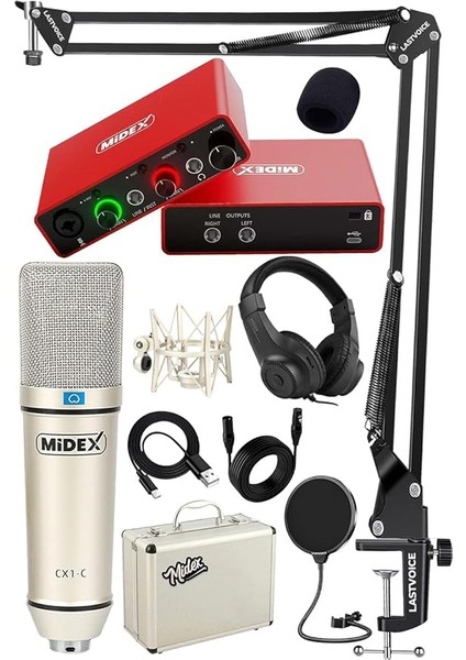 Ekipmanları Style Paket-3 Cx1 Mikrofon Ses Kartı Stüdyo Kayıt Seti