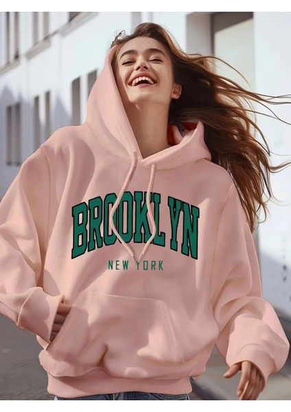 Casual Brooklyn New York Graphic Hoodie For Women - 100%