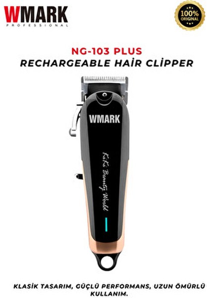 Rechargeable Hair Clipper (Black/blue, Type- C Kablolu) Saç ve Sakal Makinesi Ng- 103 Plus