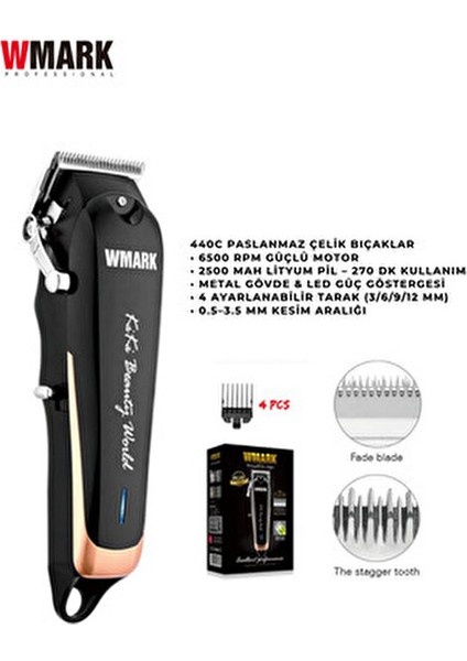 Rechargeable Hair Clipper (Black/blue, Type- C Kablolu) Saç ve Sakal Makinesi Ng- 103 Plus fiyatları