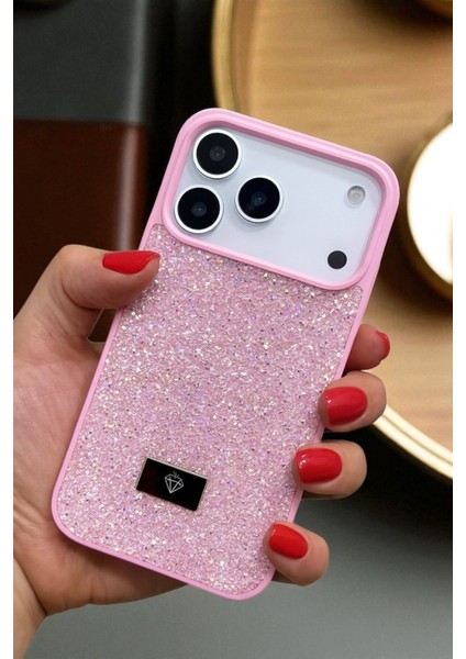 Apple iPhone 17 Pro Max Uyumlu – Pembe Taşlı Işıltılı Silikon Kılıf Darbeye Karşı Dayanıklı Kapak indirimleri
