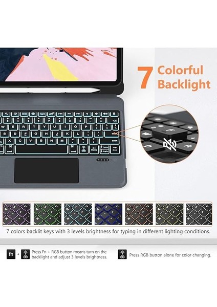 Ipad Air 11 M3 Çipli 2025 ile Uyumlu Mag Touchpad Blutooth Işıklı Standlı Klavyeli Kılıf fiyatları