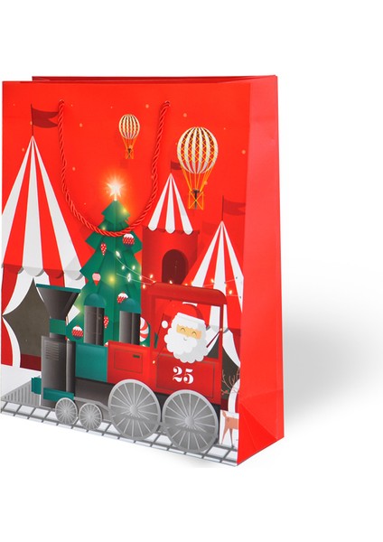 Yılbaşı Temalı Varak Baskılı Karton Çanta 26X32 cm
