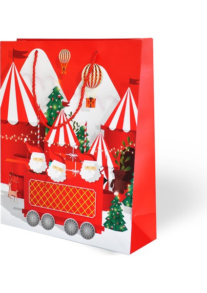 Yılbaşı Temalı Varak Baskılı Karton Çanta 26X32 cm fiyatları