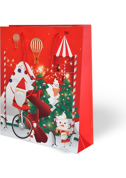 Yılbaşı Temalı Varak Baskılı Karton Çanta 26X32 cm modelleri
