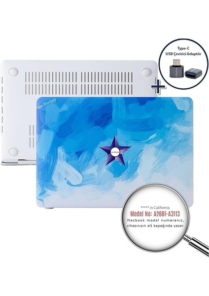 Macbook Air Kılıf 13.6 Inç M2-M3-M4 Çip PAINT02 (Touchıd'li 13.6" Air) A2681 A3113 A3240 ile Uyumlu Açık Mavi fiyatları